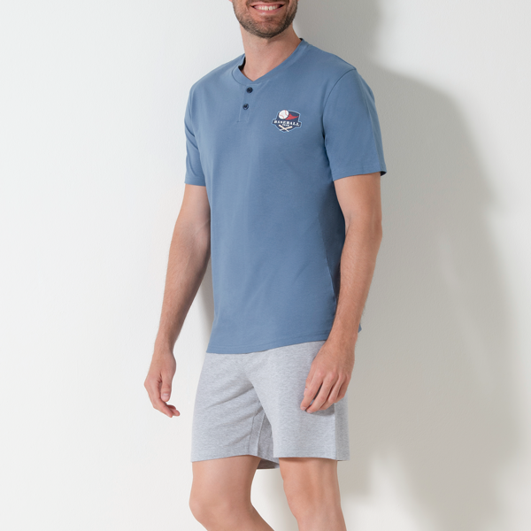 Pigiama Serafino Manica Corta+shorts Uomo Cotonella Jeans DU689_AC014