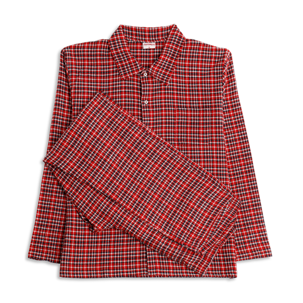 Pigiama Aperto Manica Lunga+pant.lungo Uomo Cotonella Rosso EPU12_00007_2