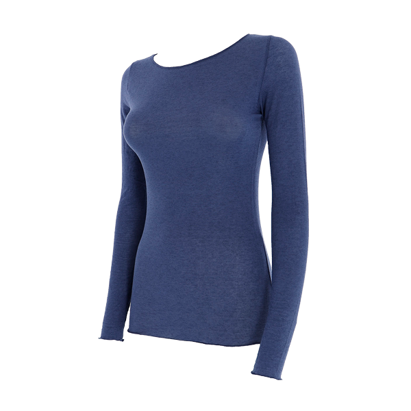 Maglia Girocollo Manica Lunga Donna Cotonella Blu GD278_FL014_3