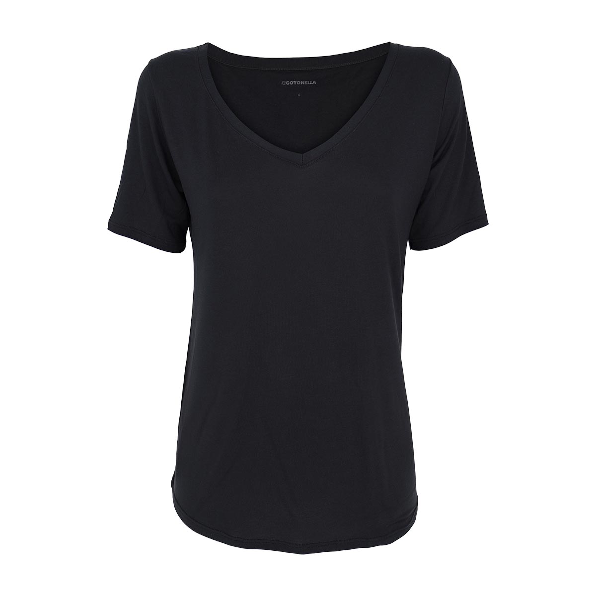 Maglia Scollo V Manica Corta Donna Cotonella Nero GD450_00002