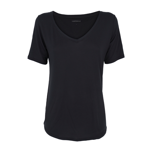 Maglia Scollo V Manica Corta Donna Cotonella Nero GD450_00002
