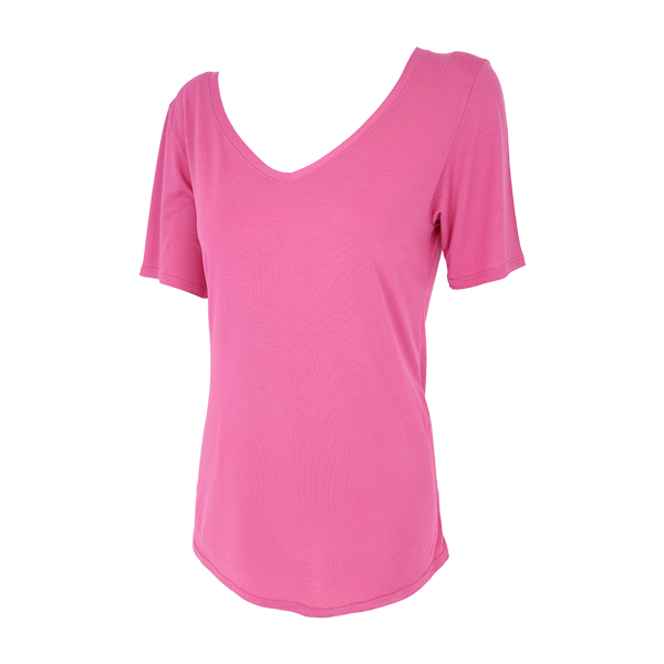 Maglia Scollo V Manica Corta Donna Cotonella Fucsia GD450_00026_2