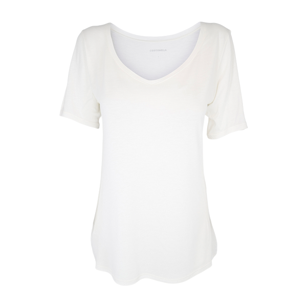 Maglia Scollo V Manica Corta Donna Cotonella Avorio GD450_00139_3