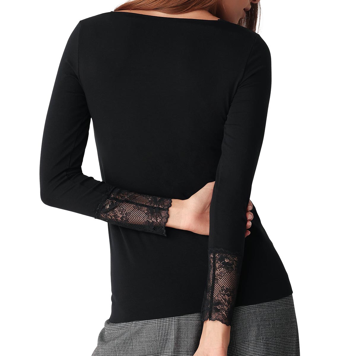 Maglia Scollo A Barchetta Manica Lunga Donna Cotonella Nero GD474_00002_2