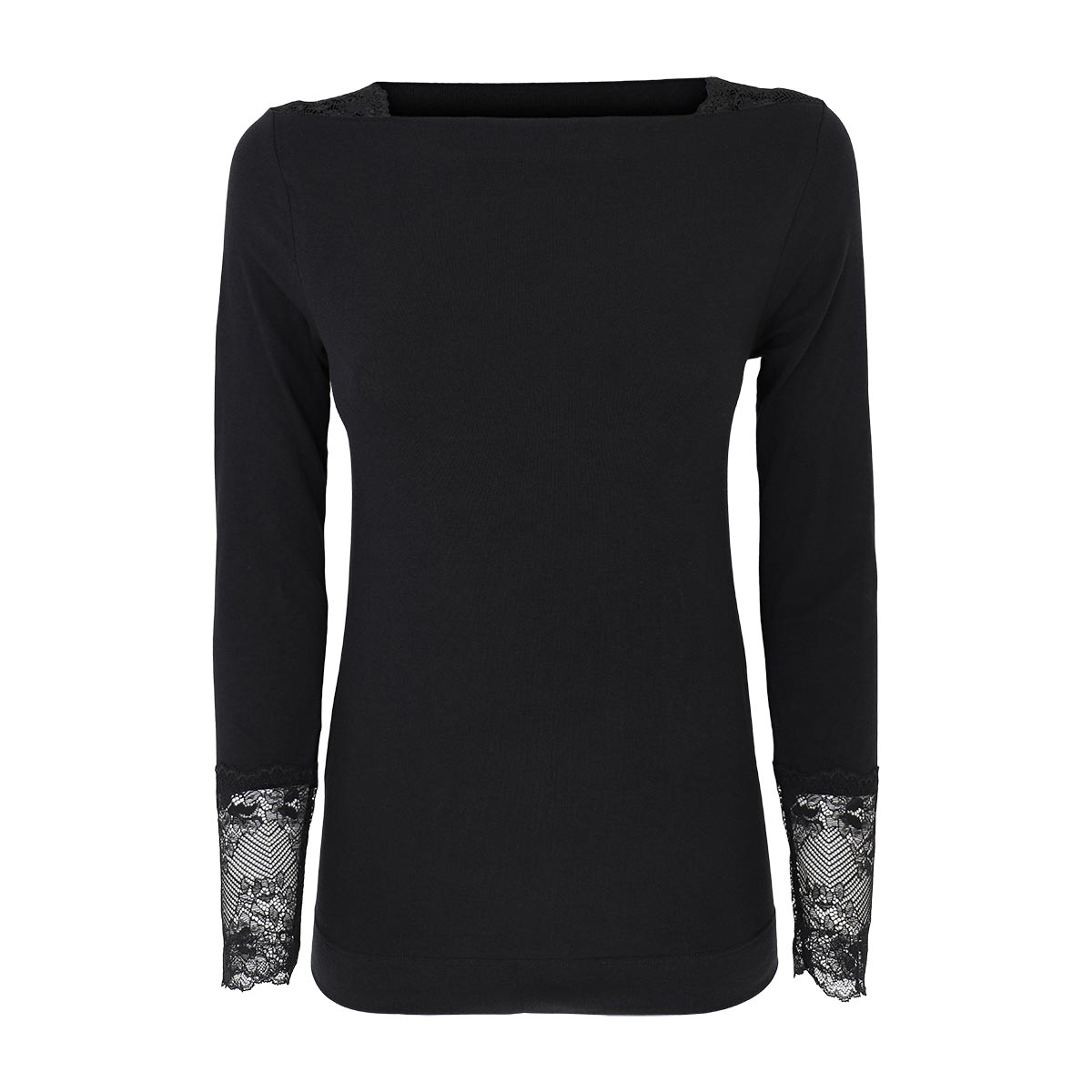 Maglia Scollo A Barchetta Manica Lunga Donna Cotonella Nero GD474_00002_3