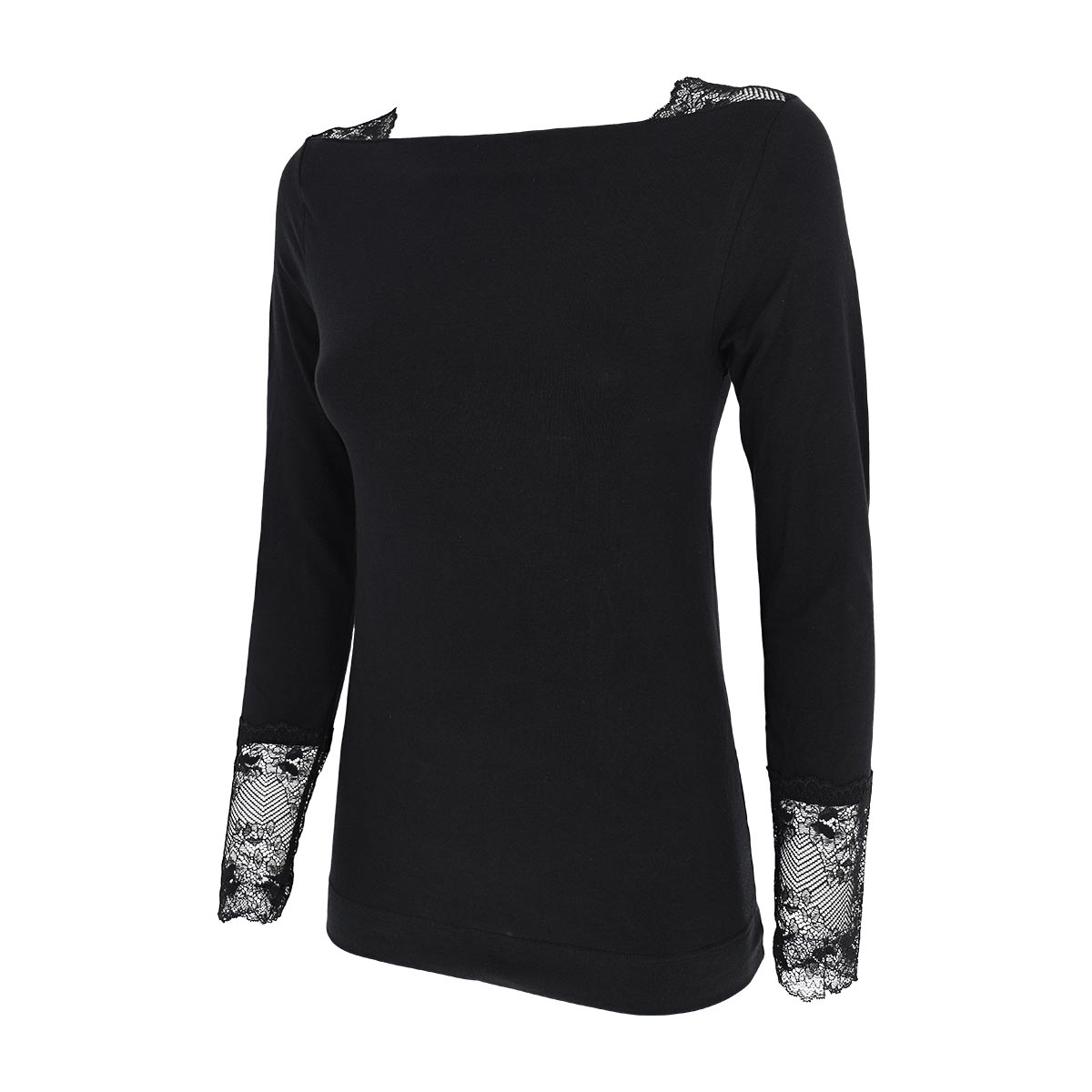 Maglia Scollo A Barchetta Manica Lunga Donna Cotonella Nero GD474_00002_4