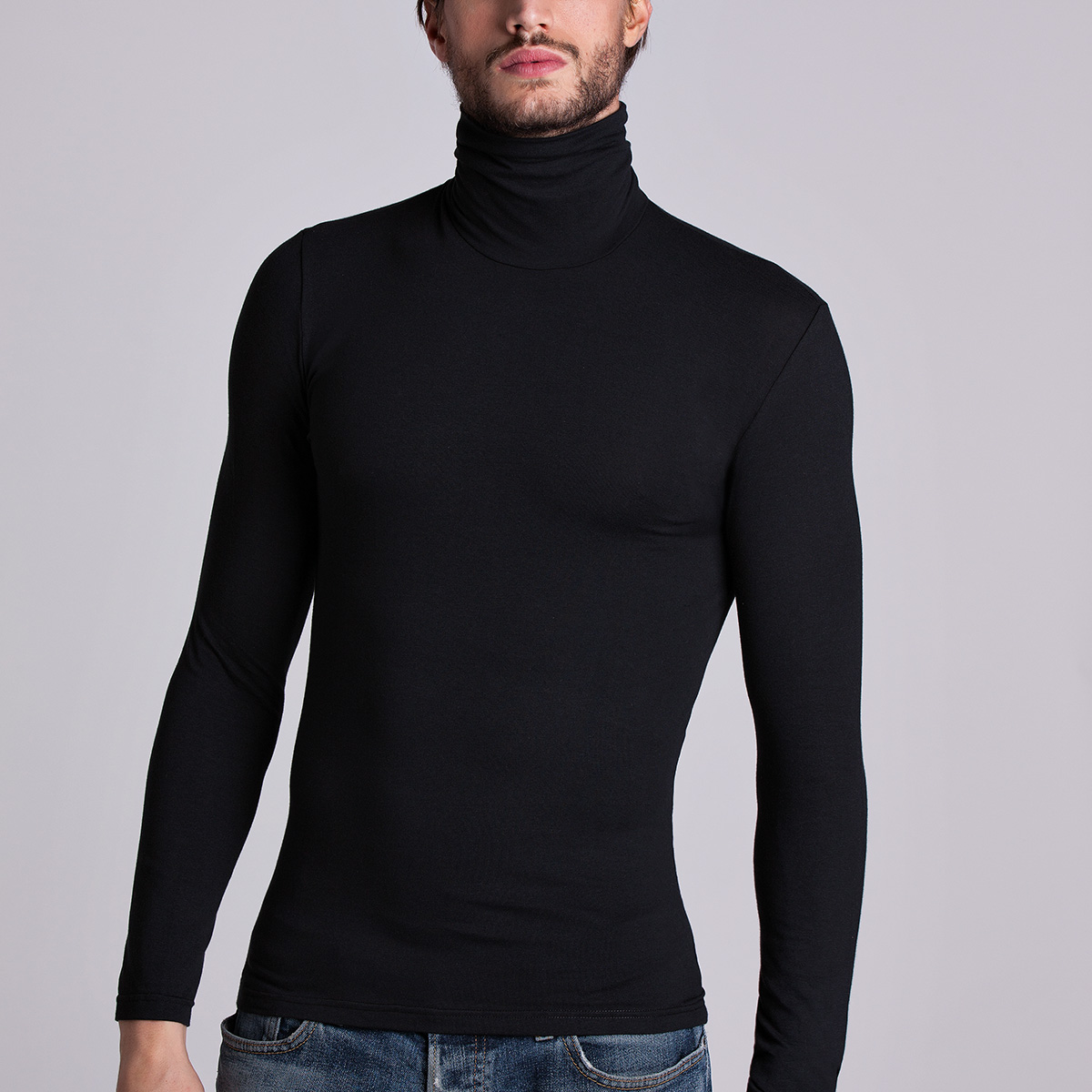 Cotonella Maglia Uomo Dolcevita Manica Lunga – Comodo E Morbido, Perfetto Per L'Inverno (Blu, Taglia 6)