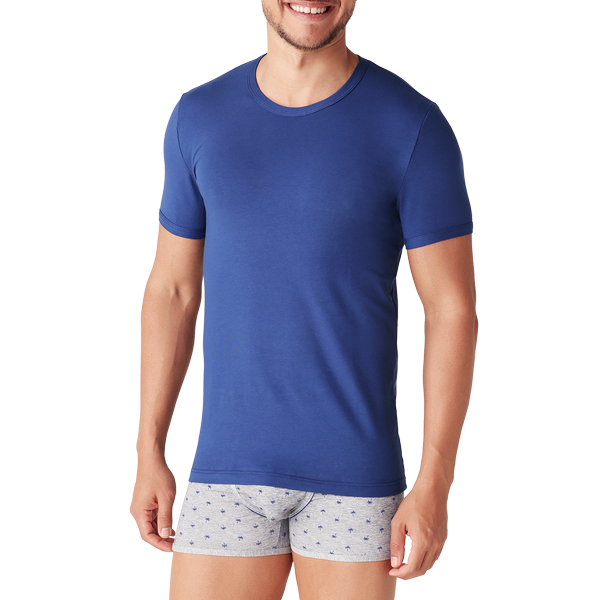 Maglia Girocollo Manica Corta Uomo Cotonella Blu Pavone GU006_BV014