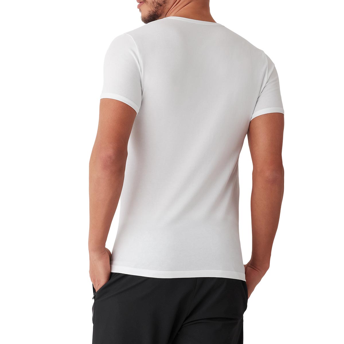 Maglia Scollo V Manica Corta Uomo Cotonella Bianco GU033_00001_2