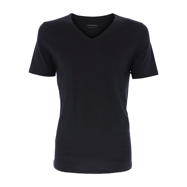 Maglia Scollo V Manica Corta Uomo Cotonella Nero GU056_00002_3