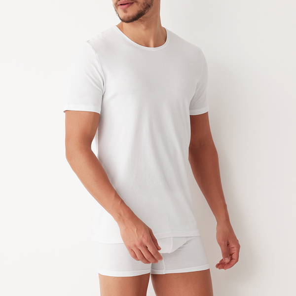 Maglia Girocollo Mezza Manica Uomo Cotonella Bianco GU057_00001