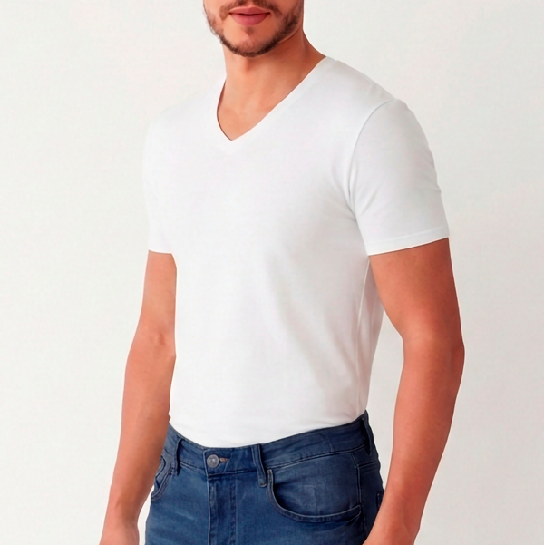 Maglia Scollo V Manica Corta Uomo Cotonella