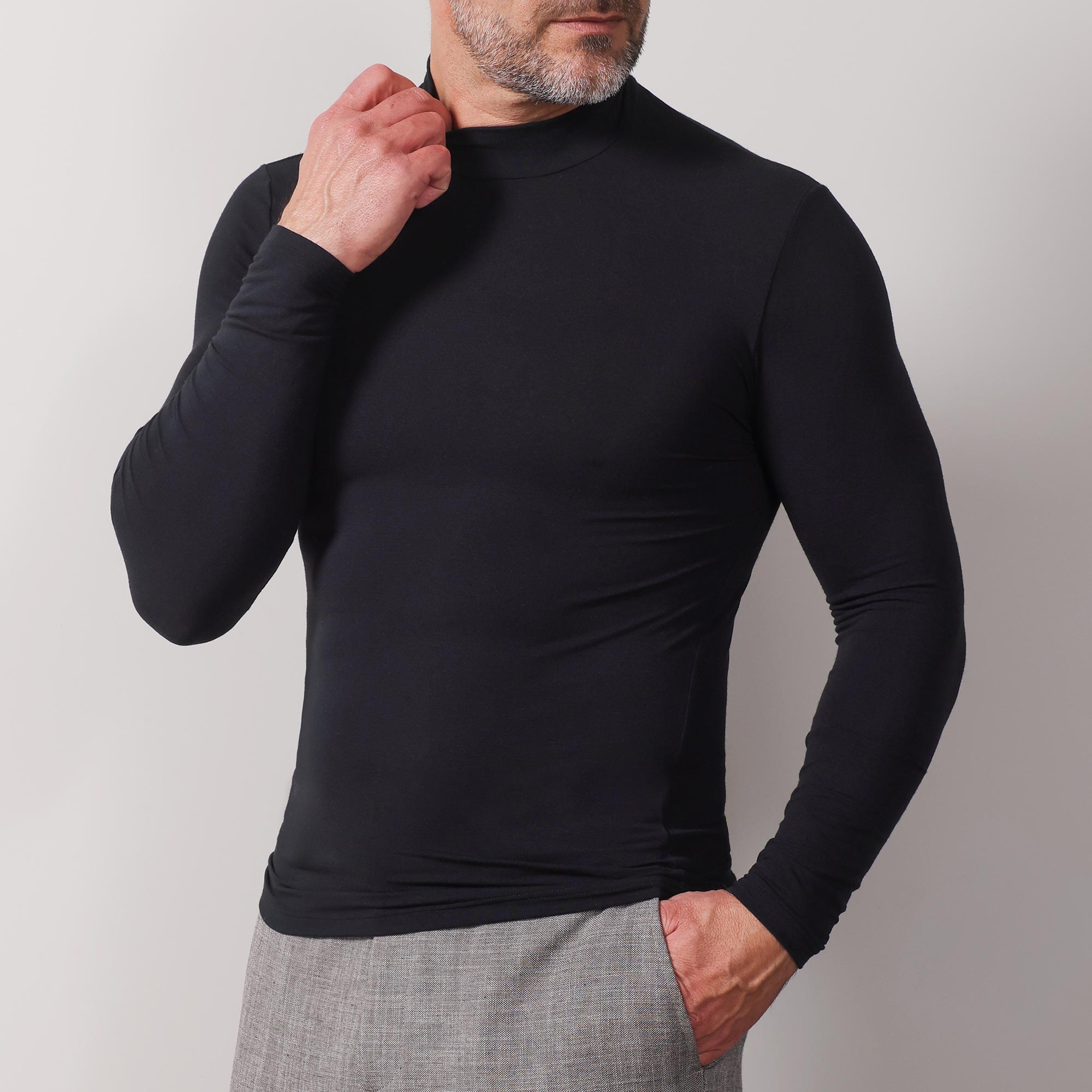 Maglia Lupetto Manica Lunga Uomo Cotonella Nero GU081_00002