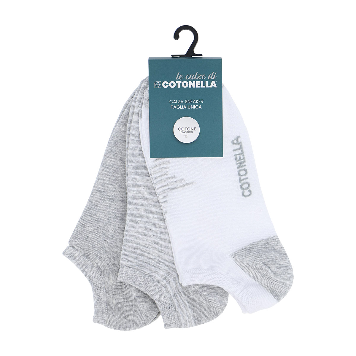 3 Calza Sneaker Donna Cotonella Ass B.co Grigio ID040K3_00100_2