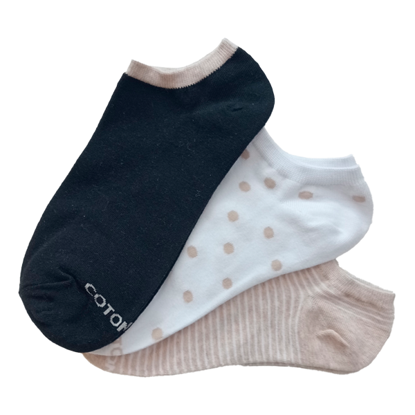3 Calza Sneaker Donna Cotonella Ass B.co Nat Me ID073K3_00100_2