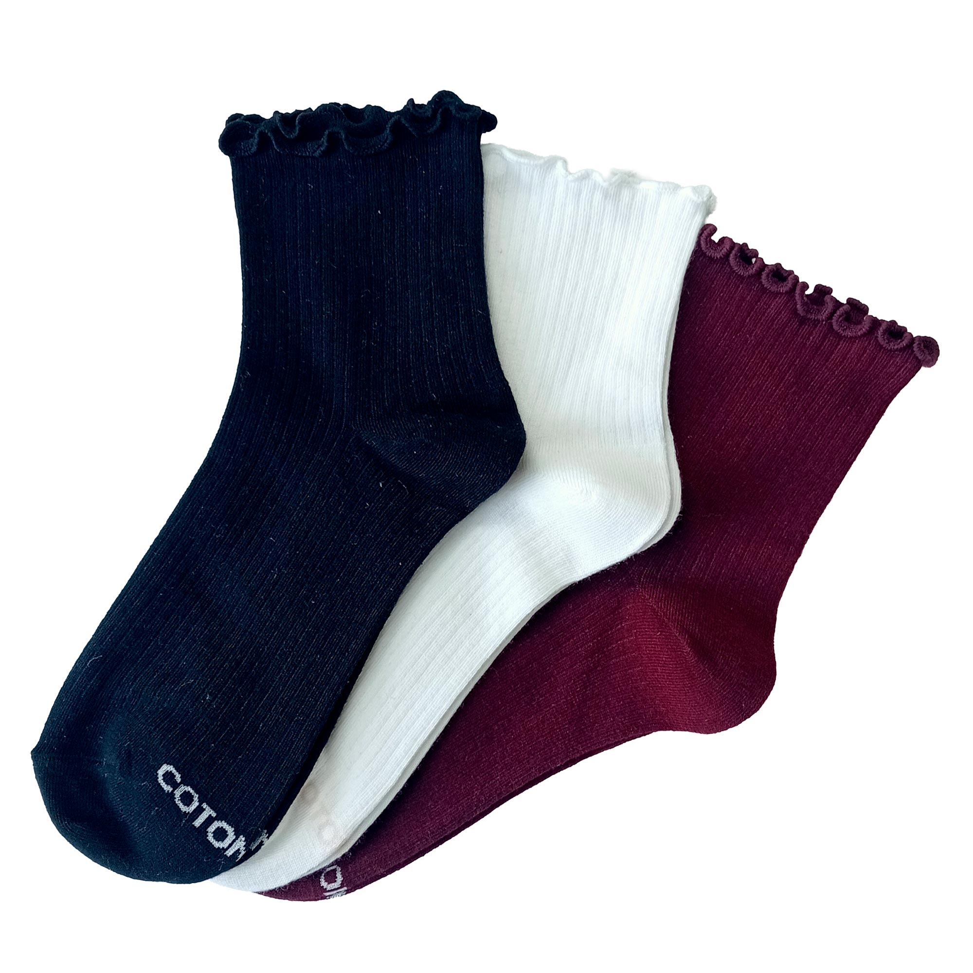 3 Calza Corta Donna Cotonella Ass Nero Panna ID075K3_0A100
