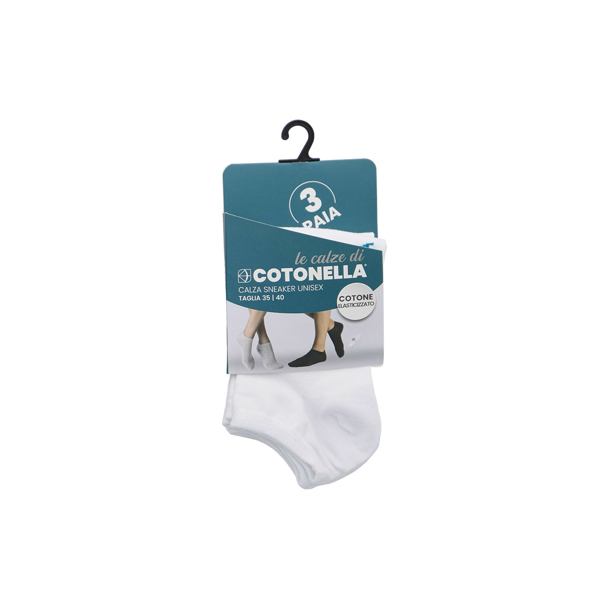3 Calza Sneaker Cotonella Bianco IX003K3_00001_4